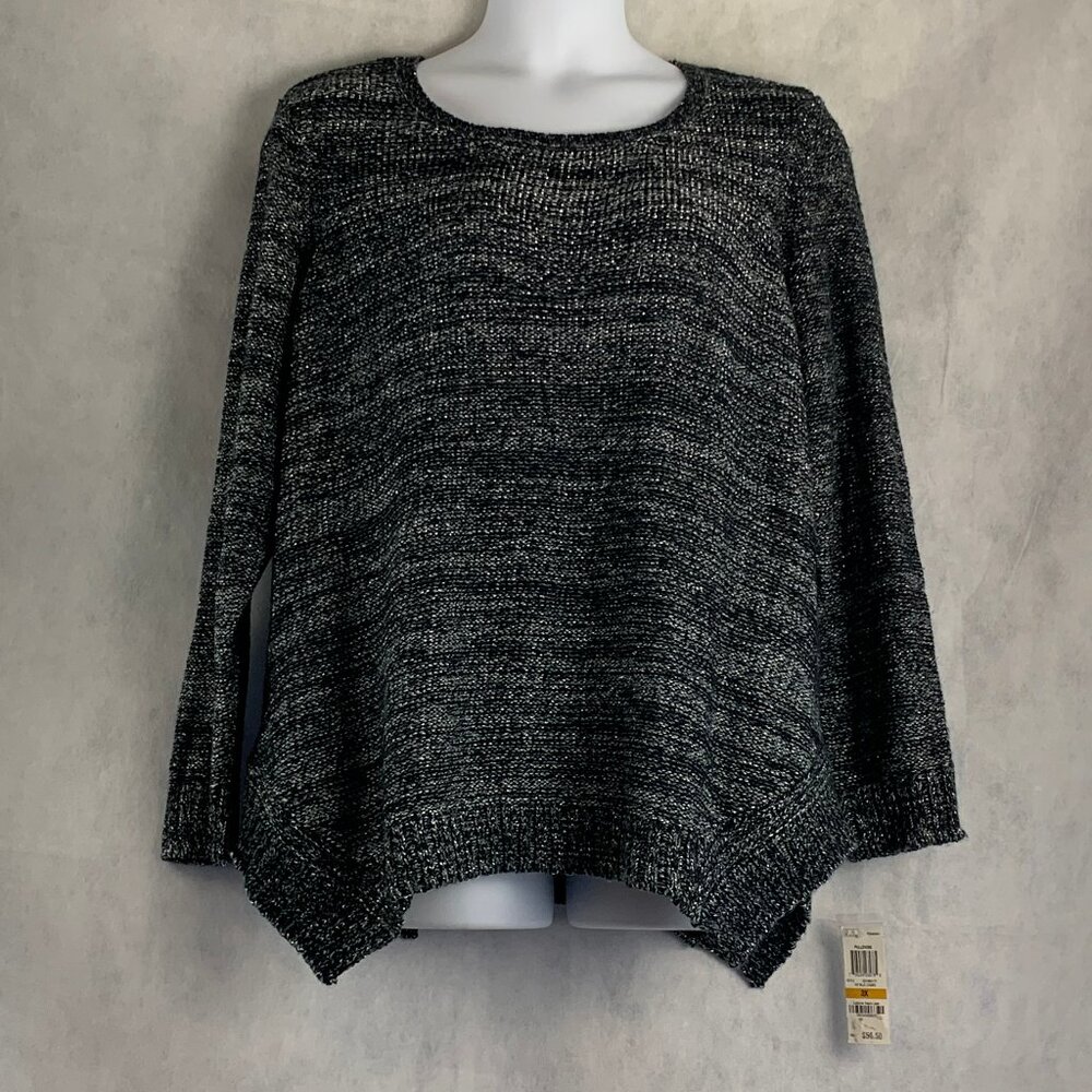 Style & Co. Women's Plus Size Asymmetrical-Hem Metallic Sweater, Navy Blue, 3X